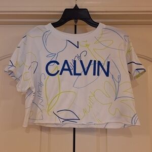 Calvin Klein Performance Activewear Cropped Top Graphic Tee Logo
